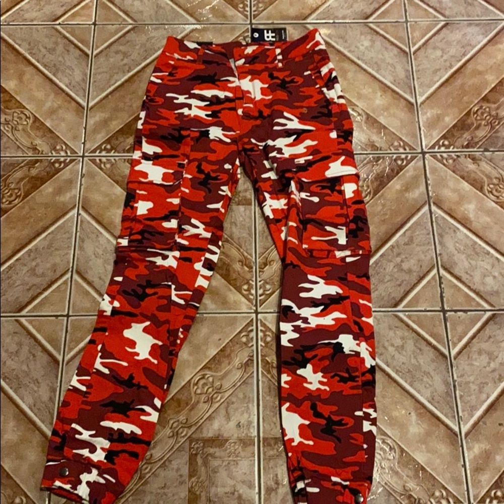 Red camo pants